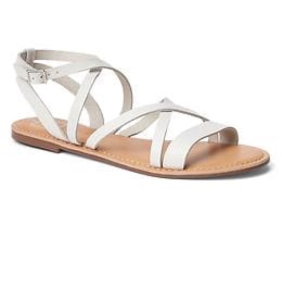 white cross strap sandals